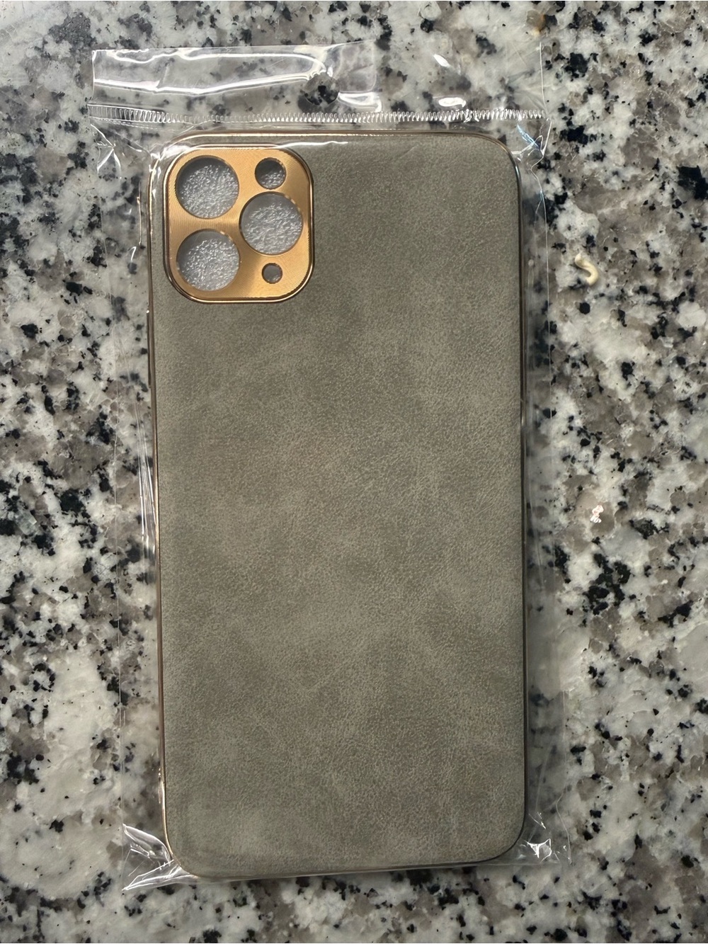 iPhone 11 Pro Max Olive Green Leatherette Case with Gold Camera Trim